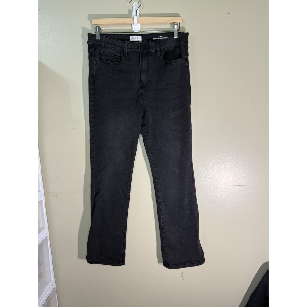 Nicole Miller Soho High Rise Skinny Boot Jeans Black Ankle Zip Size 12 - Picture 1 of 8